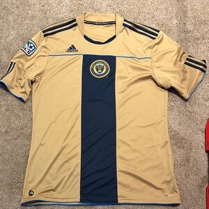 Adidas Men's Gold and Blue Soccer Jersey
